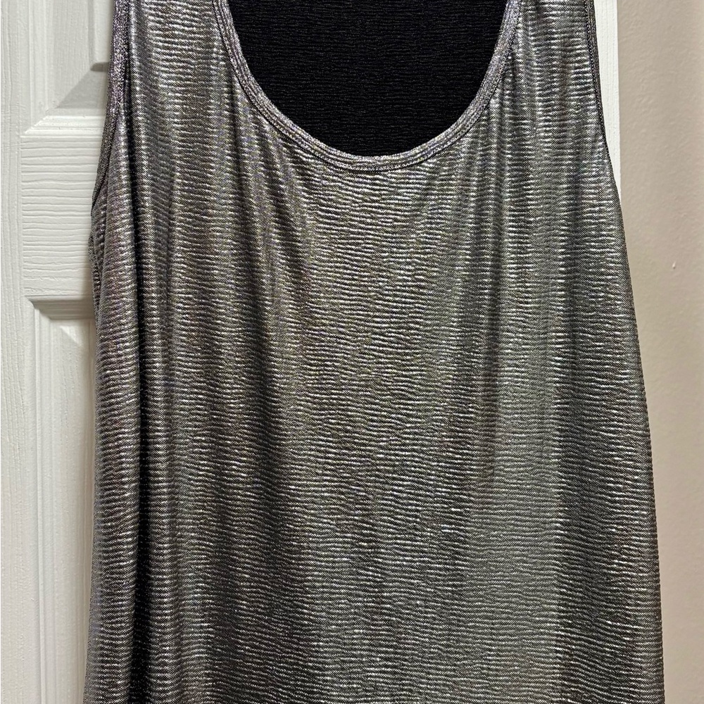 New Directions Metallic Silver Tank Top